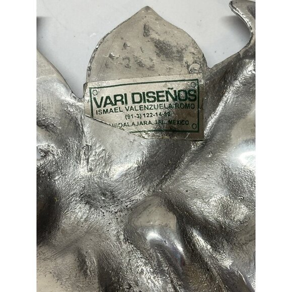 Vintage Vari Disenos Pewter Art Serving  Spoon Set Floral Leaf Pattern Handles - Picture 6 of 11